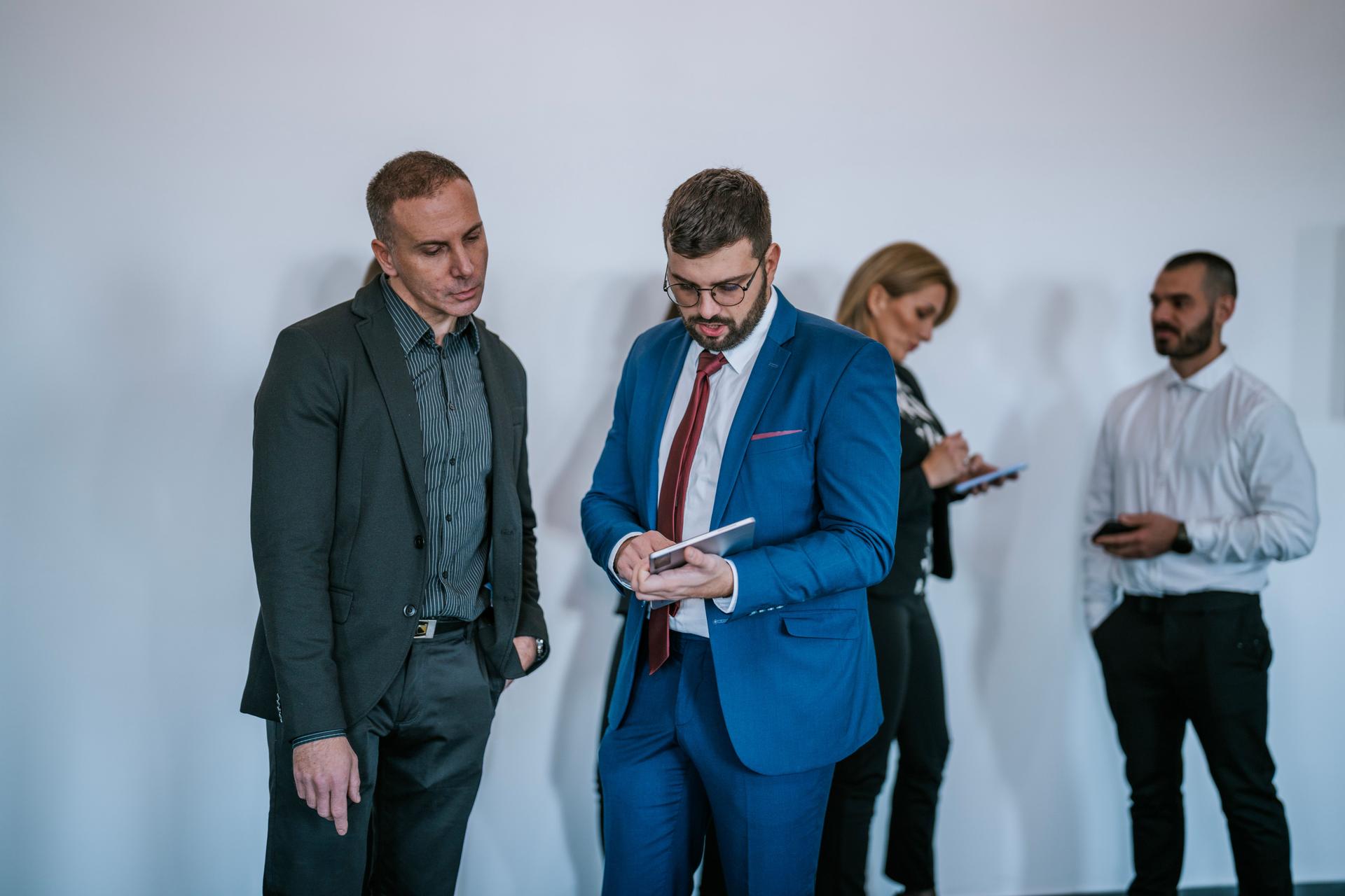 Business professionals collaborating during an office meeting discussion